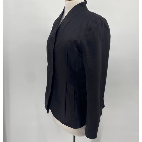 Eileen Fisher Blazer Dual Zipper Front High Collar Ramie Blend Black Womens M - Picture 4 of 11